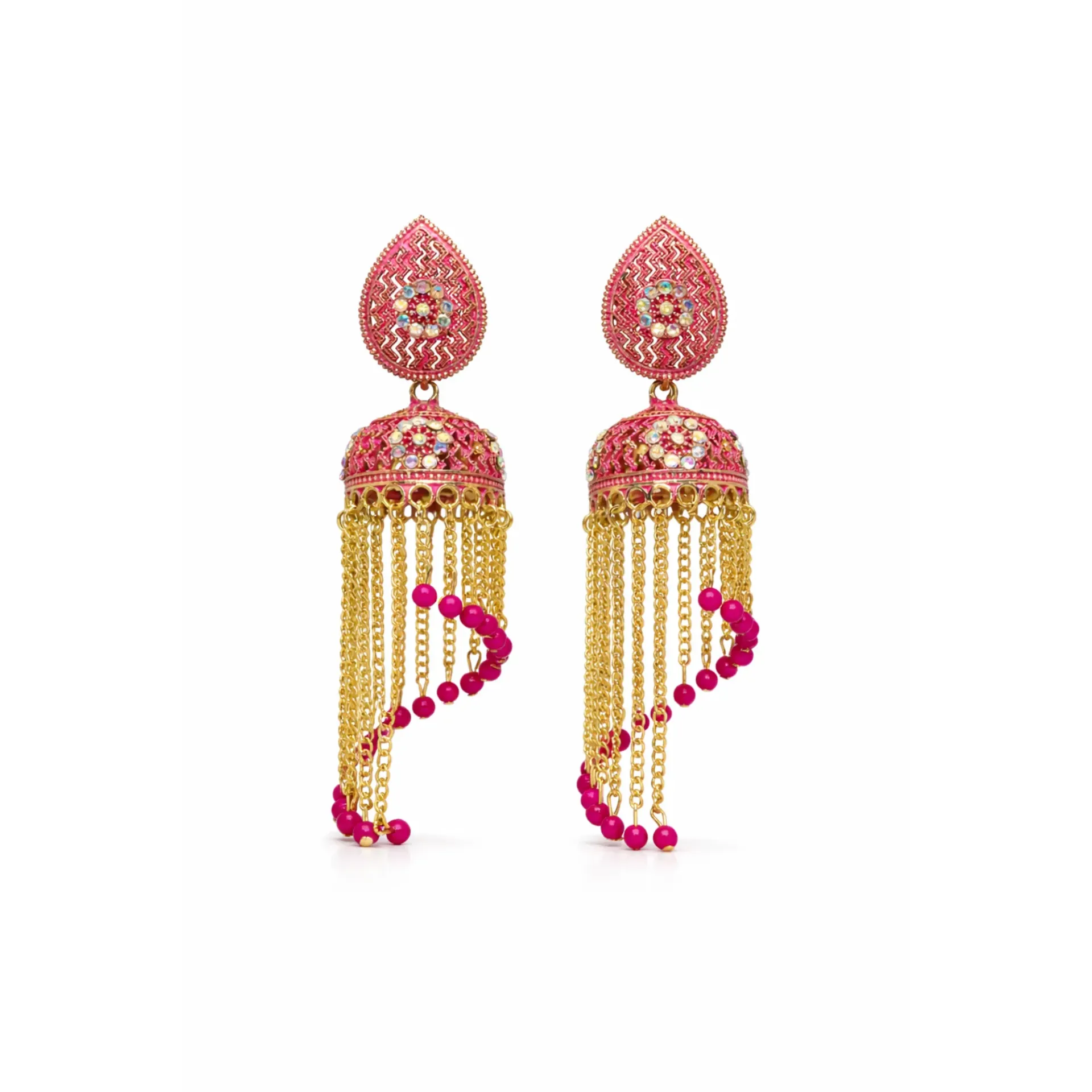 Dazzlé Gold-Tone - Pink Traditional Tassel Drop Earrings for Women
