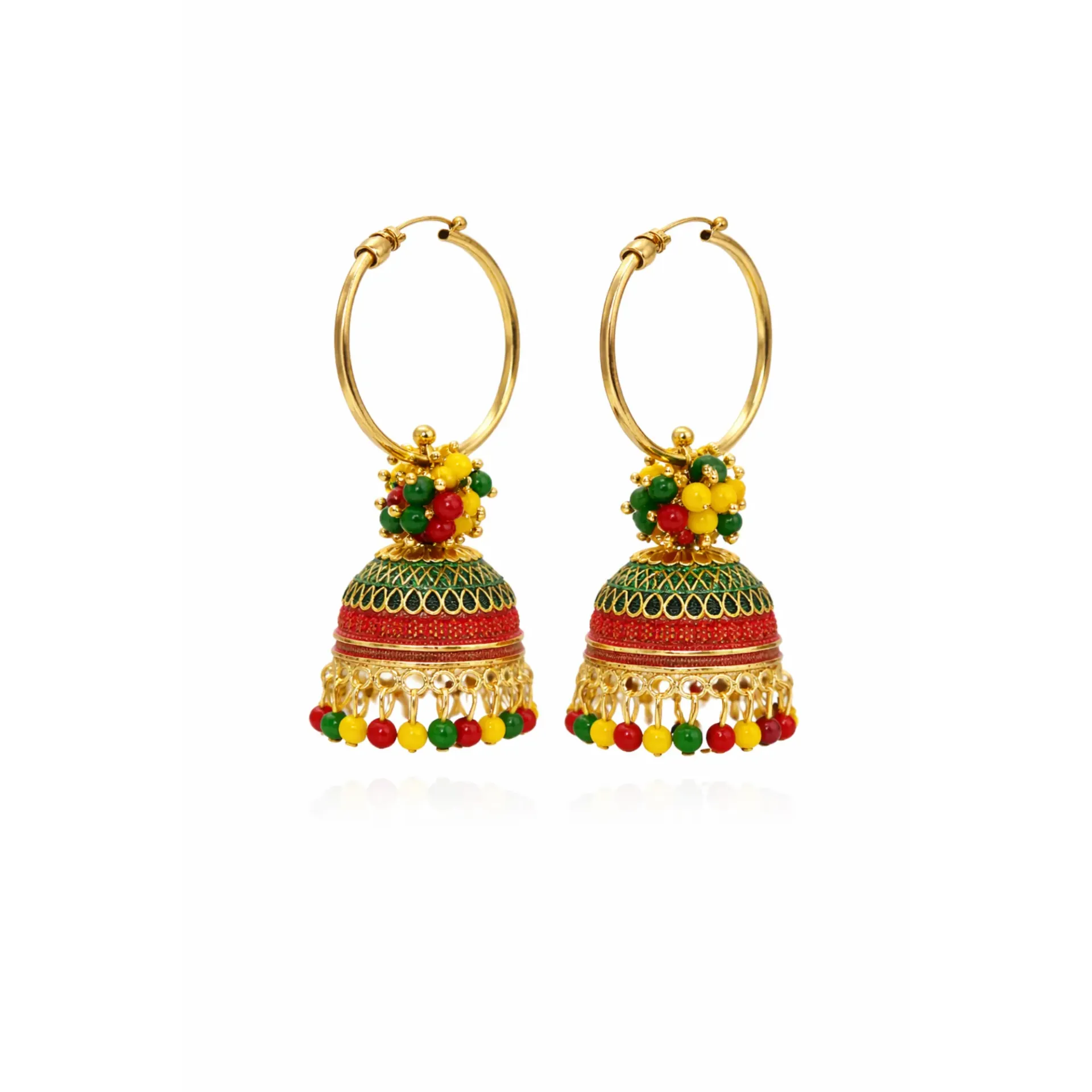 Dazzlé Traditional Multicolor Beaded Jhumka Hoop Earrings for Women