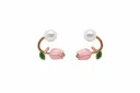 Dazzlé Rose Gold-Tone Pearl Floral Stud Earrings for Women
