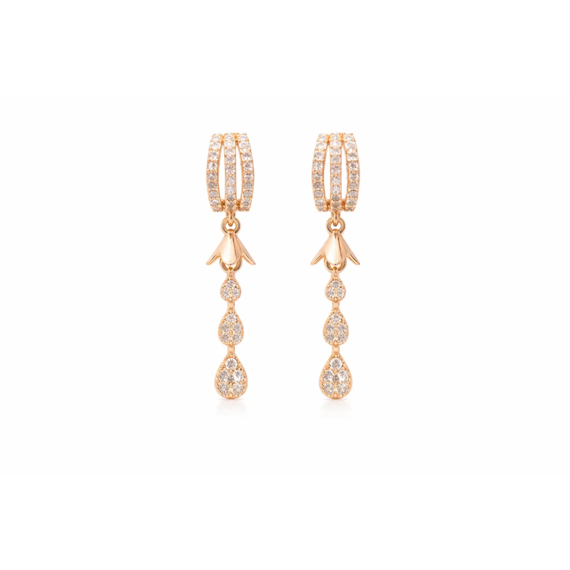 Dazzlé Rose Gold-Tone Cubic Zirconia Drop Hoop Earrings for Women & Girls | Elegant Teardrop Dangle Design