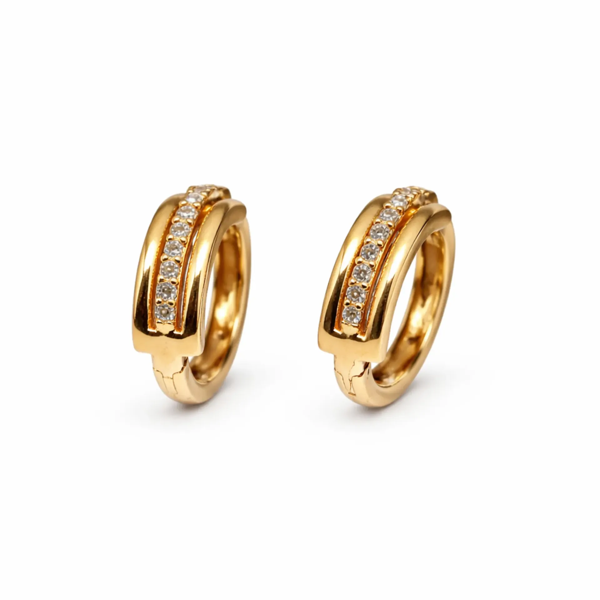 Dazzlé Gold - Tone Cubic Zirconia Hoop Earrings for Women & Girls | Elegant Crystal Huggie Hoops