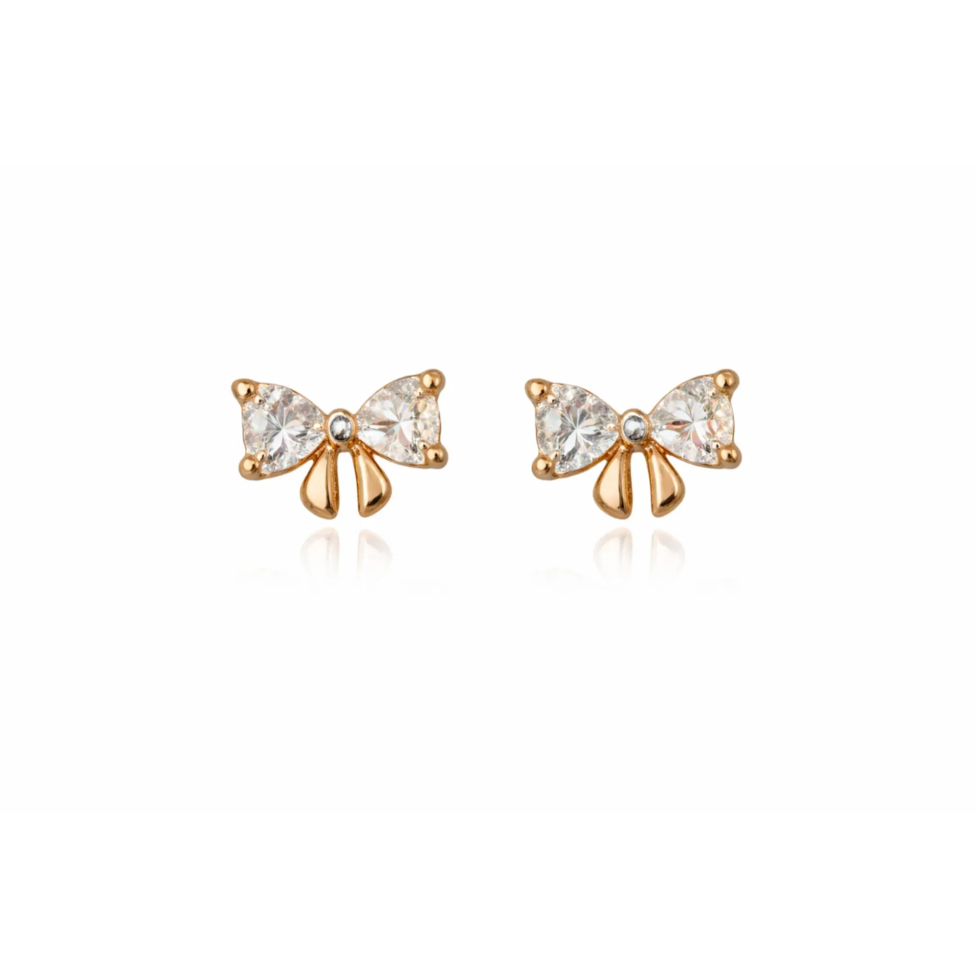 Dazzlé Gold-Tone Crystal Bow Stud Earrings for Women &  Girls | Elegant Cubic Zirconia Ribbon Knot Earrings