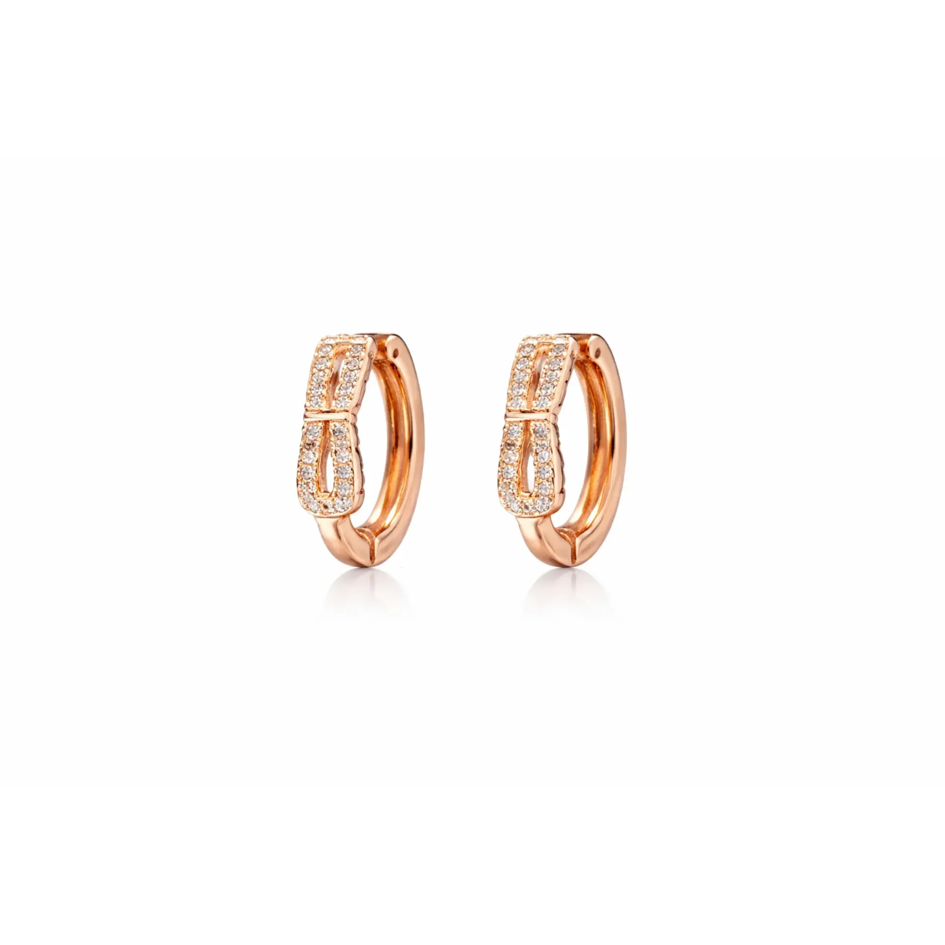Dazzlé Rose Gold-Tone Cubic Zirconia Pave Huggie Hoop Earrings for Women & Girls | Elegant Sparkle Mini Hoops